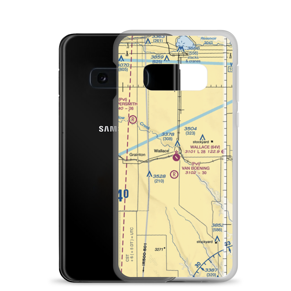 Wallace Municipal Airport (64V) VFR Sectional Samsung Case Samsung Galaxy S10e model shown