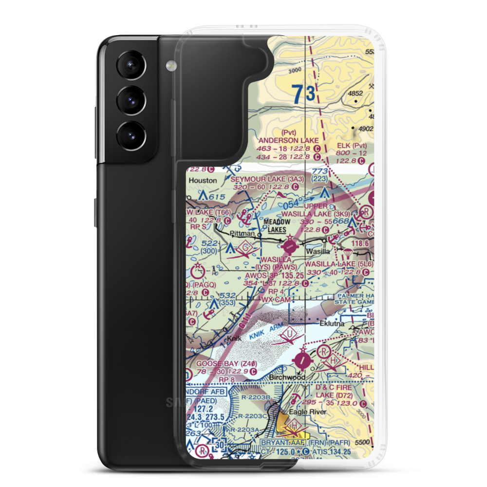 Wallis Lake Seaplane Base (62AK) VFR Sectional Samsung Case Samsung Galaxy S21 Plus model shown