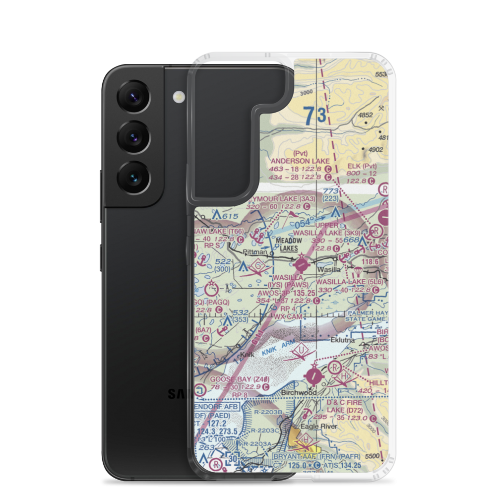 Wallis Lake Seaplane Base (62AK) VFR Sectional Samsung Case Samsung Galaxy S22 model shown