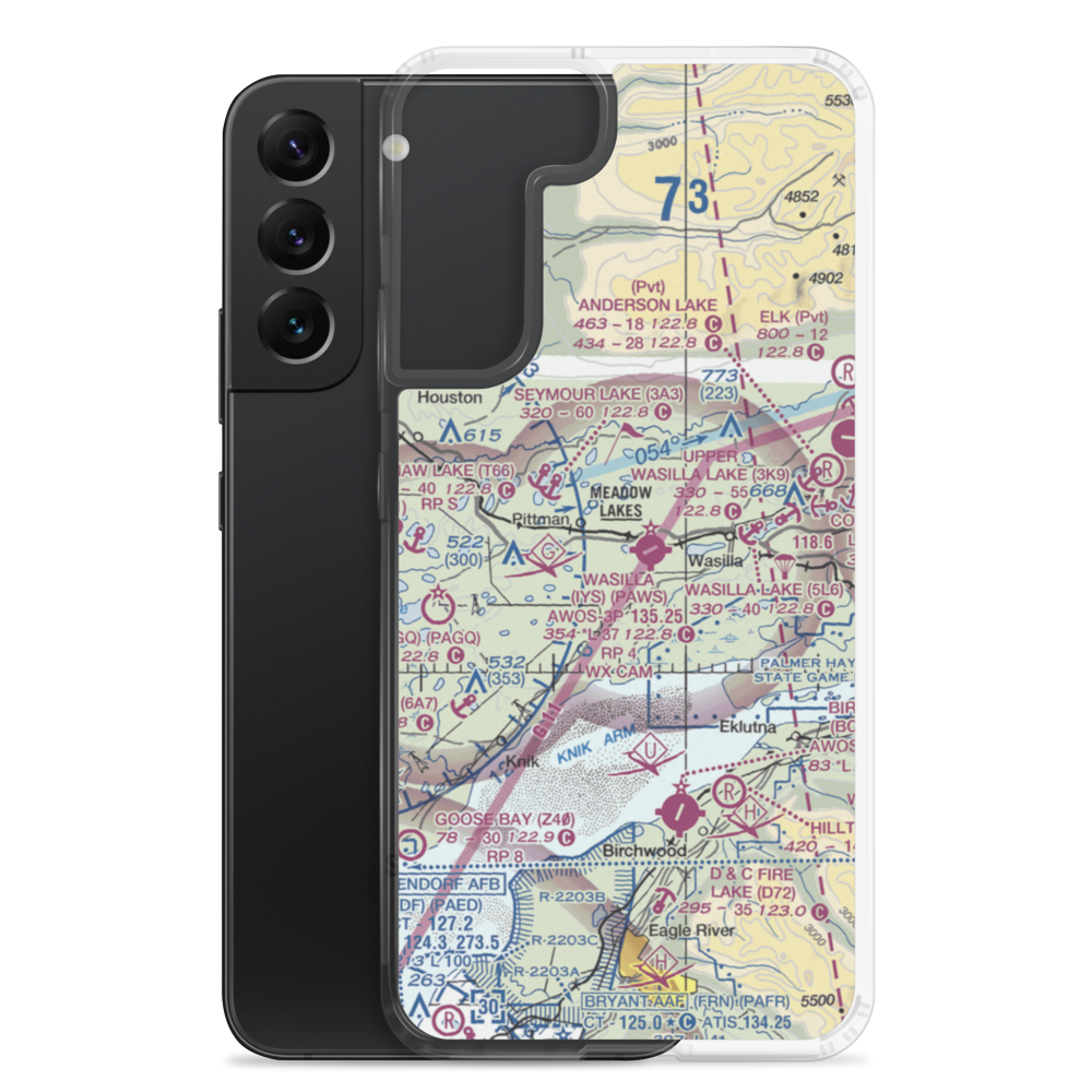 Wallis Lake Seaplane Base (62AK) VFR Sectional Samsung Case Samsung Galaxy S22 Plus model shown