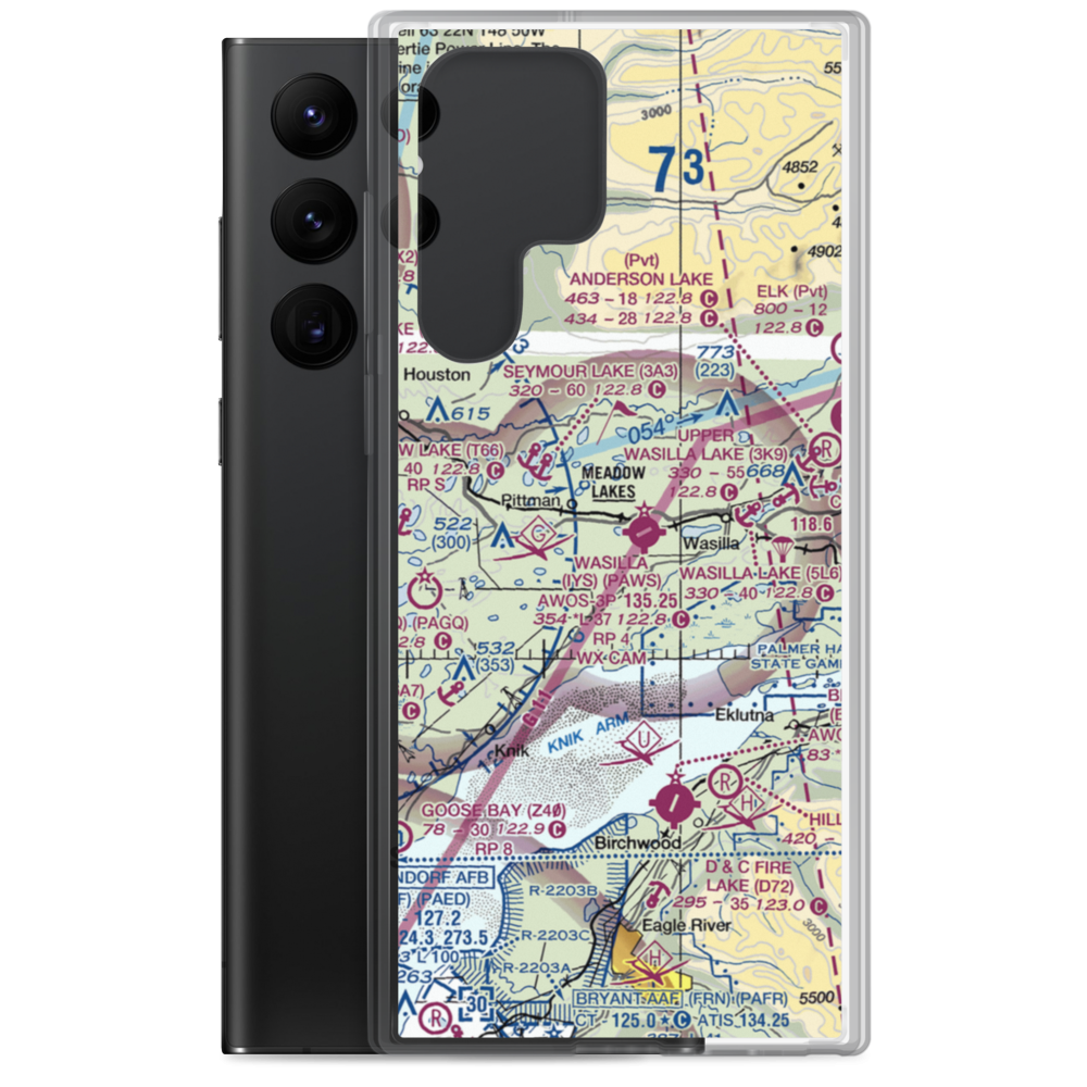 Wallis Lake Seaplane Base (62AK) VFR Sectional Samsung Case Samsung Galaxy S22 Ultra model shown
