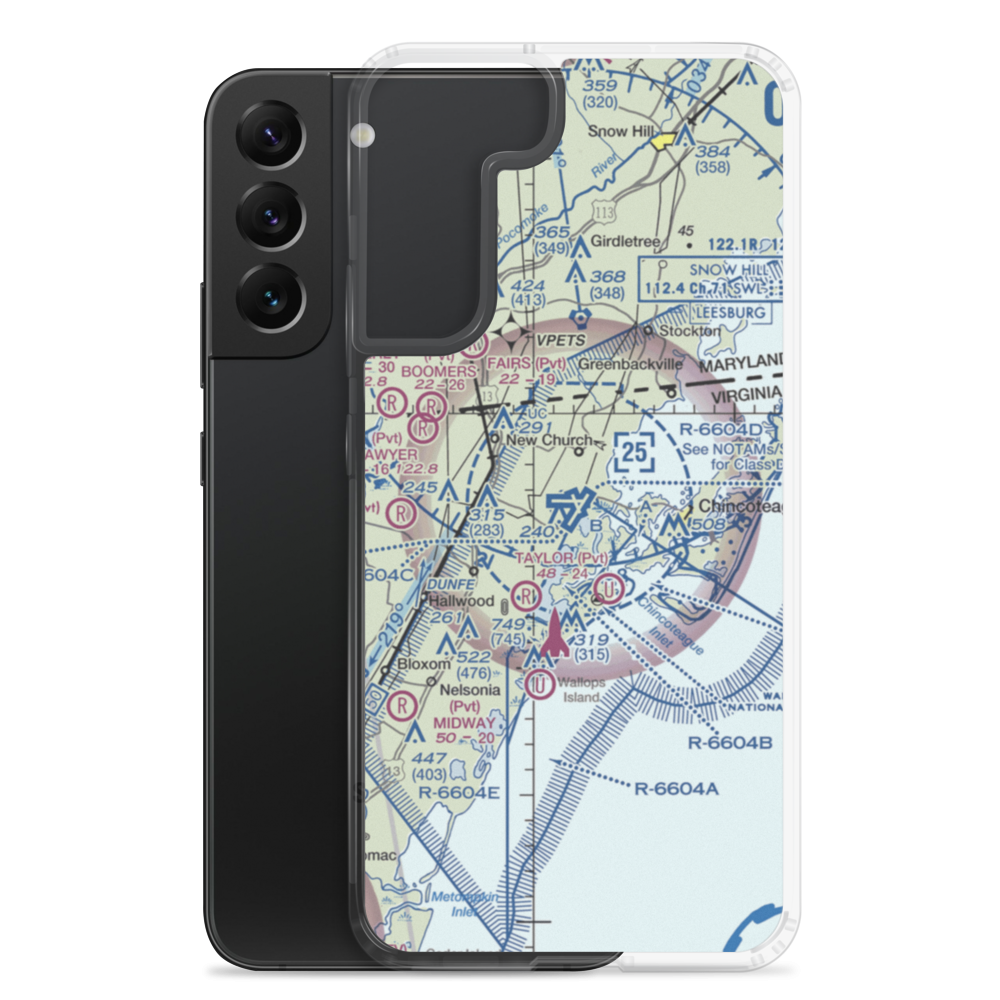 Wallops Flight Facility Airport (WAL) VFR Sectional Samsung Case Samsung Galaxy S22 Plus model shown
