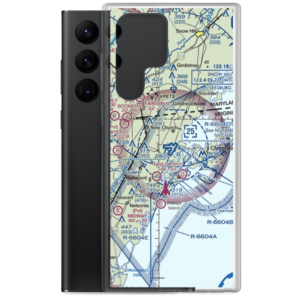 Wallops Flight Facility Airport (WAL) VFR Sectional Samsung Case Samsung Galaxy S22 Ultra model shown