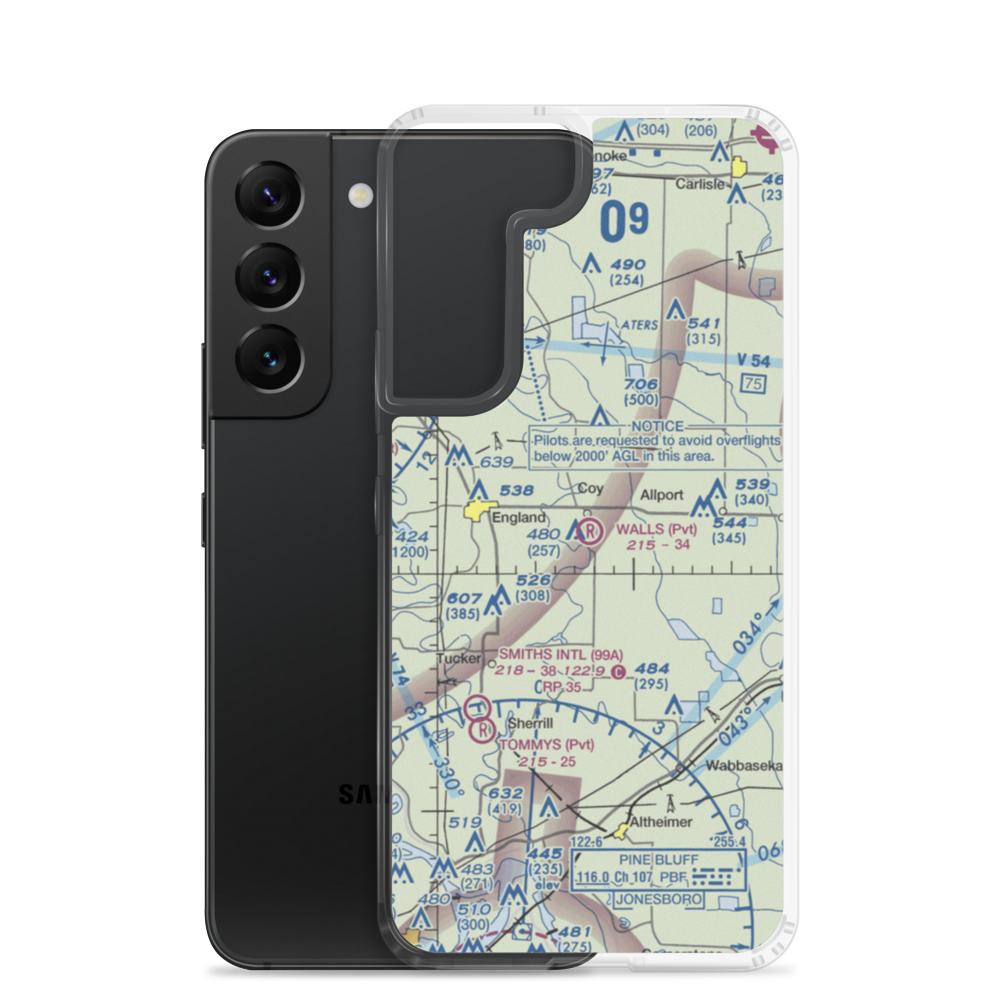 Walls Airport (1AR1) VFR Sectional Samsung Case Samsung Galaxy S22 model shown