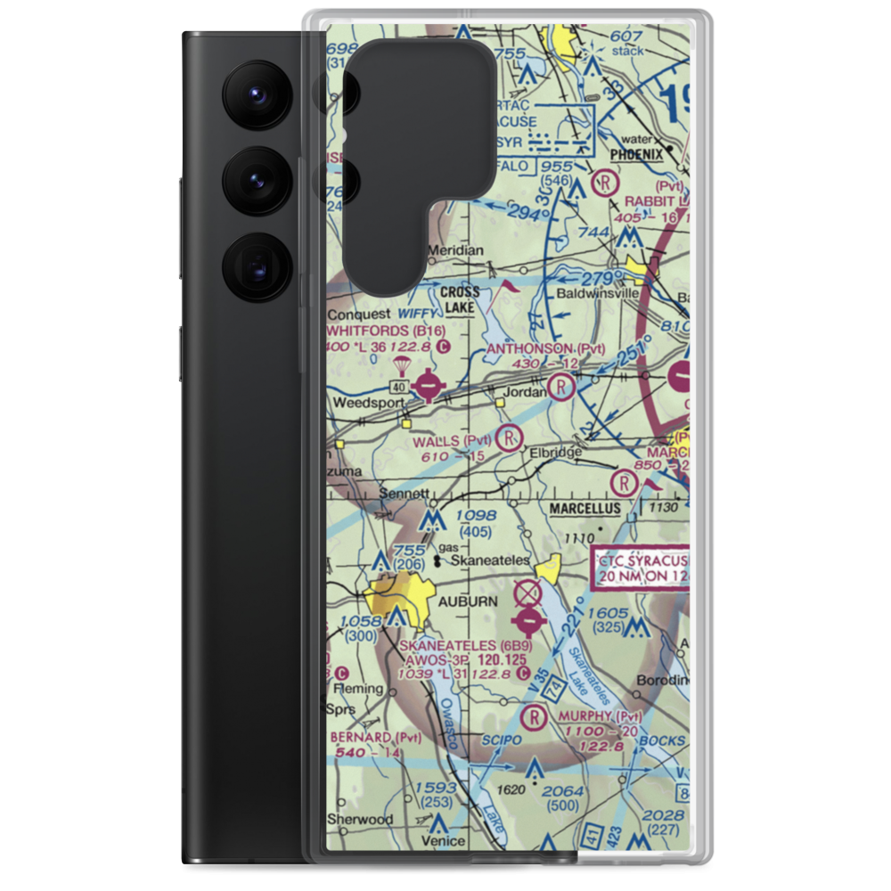 Walls Airport (NY19) VFR Sectional Samsung Case Samsung Galaxy S22 Ultra model shown
