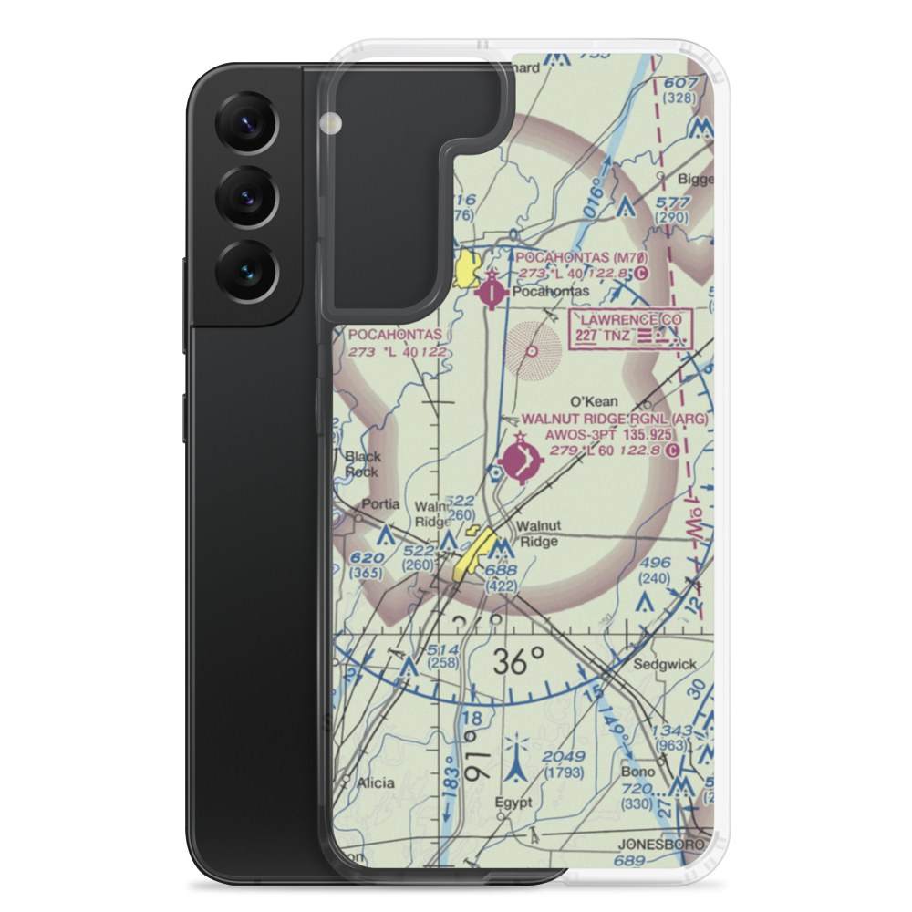 Walnut Ridge Regional Airport (ARG) VFR Sectional Samsung Case Samsung Galaxy S22 Plus model shown