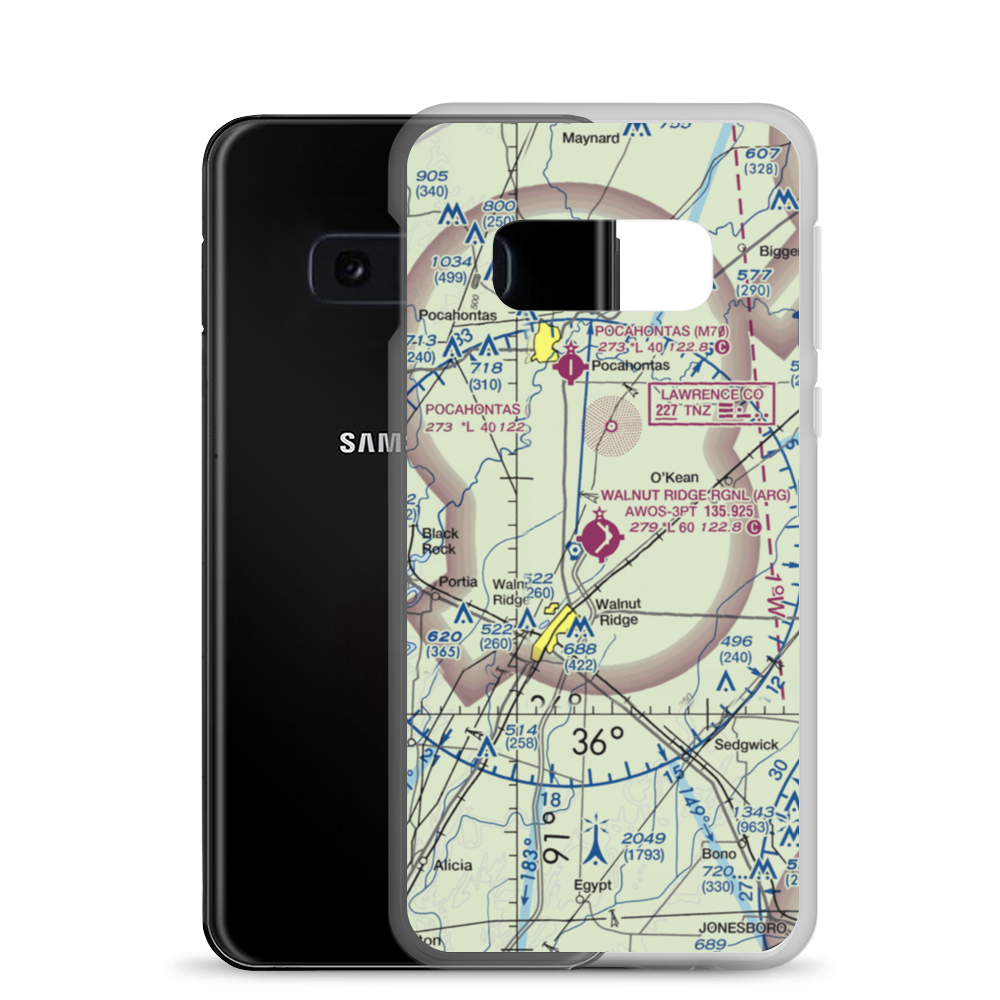 Walnut Ridge Regional Airport (ARG) VFR Sectional Samsung Case Samsung Galaxy S10e model shown