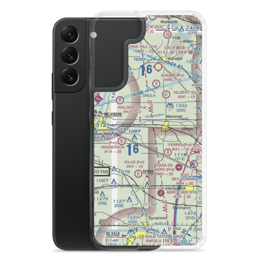 Walpole Airport (64IL) VFR Sectional Samsung Case Samsung Galaxy S22 Plus model shown