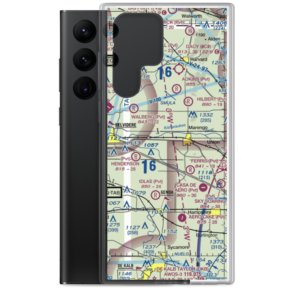 Walpole Airport (64IL) VFR Sectional Samsung Case Samsung Galaxy S22 Ultra model shown