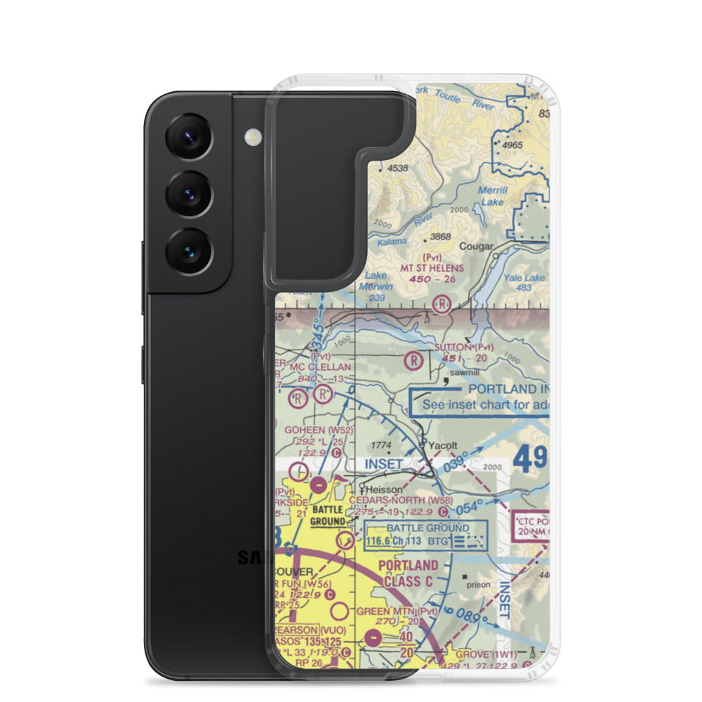 Walter Sutton's Private Strip (WA79) VFR Sectional Samsung Case Samsung Galaxy S22 model shown