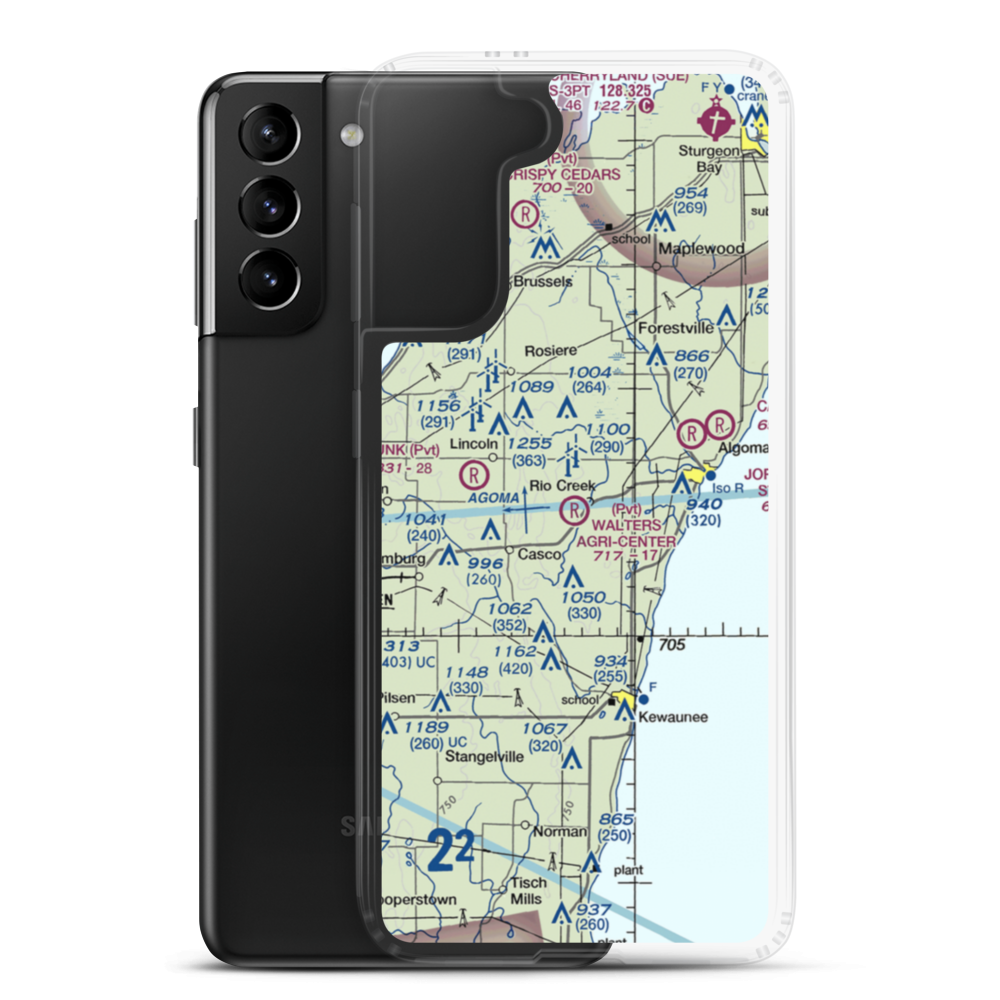 Walter's Agri-Center Airport (WI28) VFR Sectional Samsung Case Samsung Galaxy S21 Plus model shown