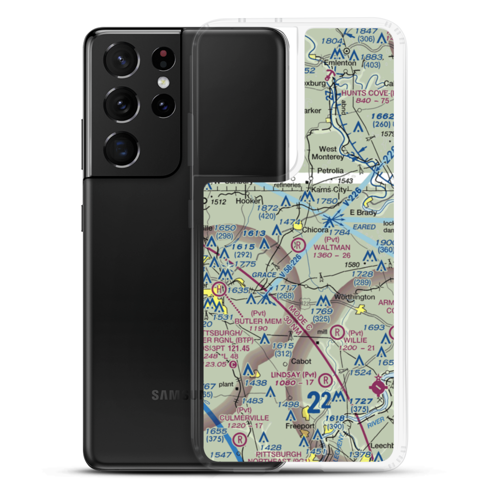 Waltman Airport (87PA) VFR Sectional Samsung Case Samsung Galaxy S21 Ultra model shown