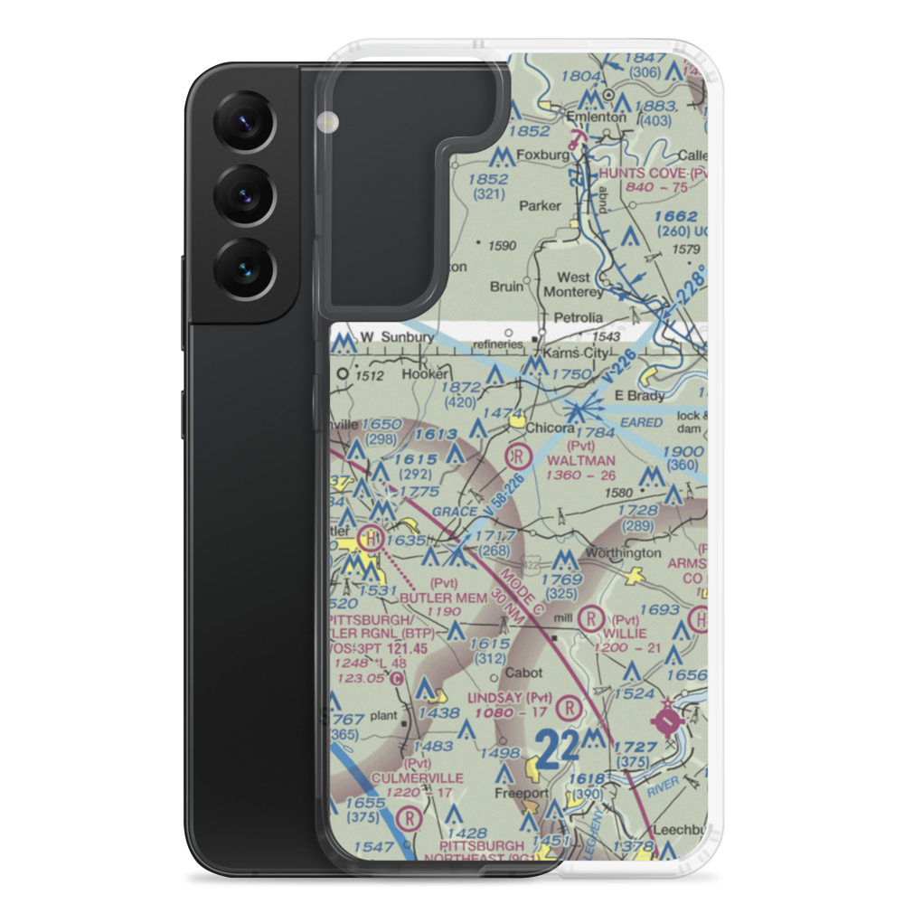 Waltman Airport (87PA) VFR Sectional Samsung Case Samsung Galaxy S22 Plus model shown