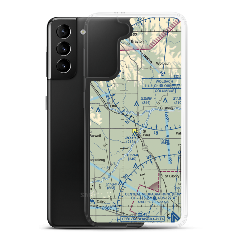 Walts Aerial Service Airport (NE17) VFR Sectional Samsung Case Samsung Galaxy S21 Plus model shown