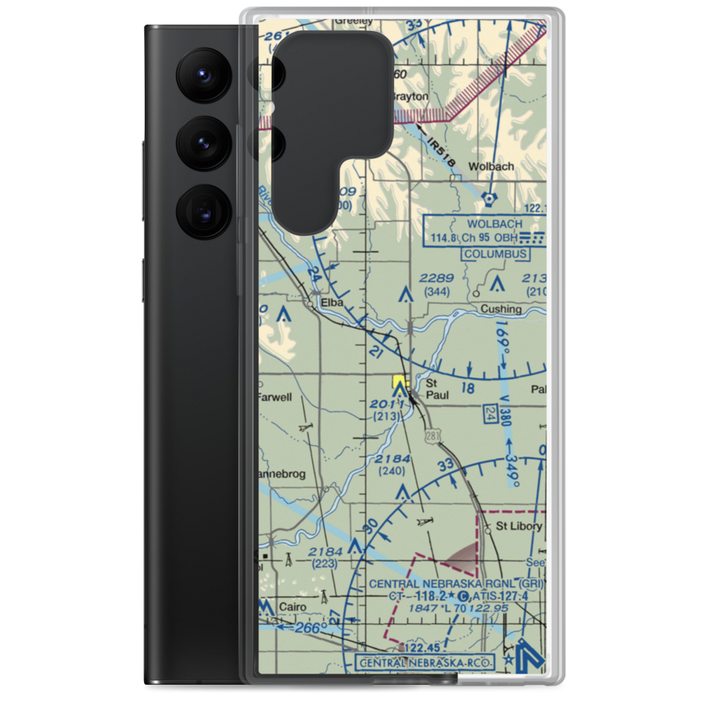 Walts Aerial Service Airport (NE17) VFR Sectional Samsung Case Samsung Galaxy S22 Ultra model shown