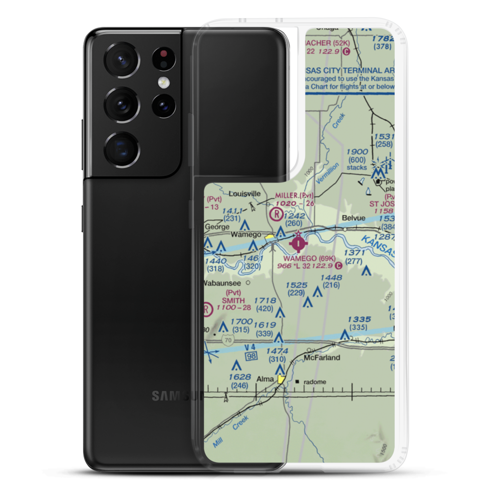 Wamego Municipal Airport (69K) VFR Sectional Samsung Case Samsung Galaxy S21 Ultra model shown