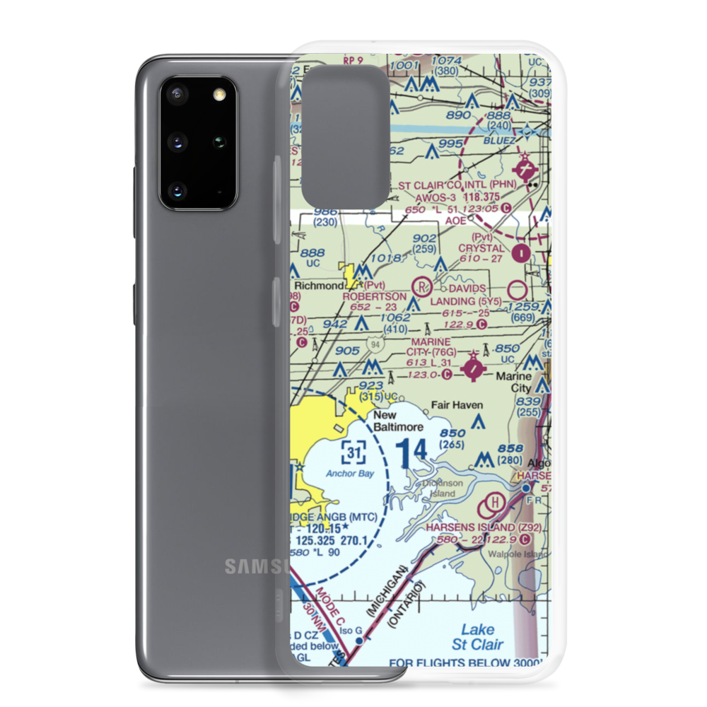 Wards Long Acres Airport (MI15) VFR Sectional Samsung Case Samsung Galaxy S20 Plus model shown
