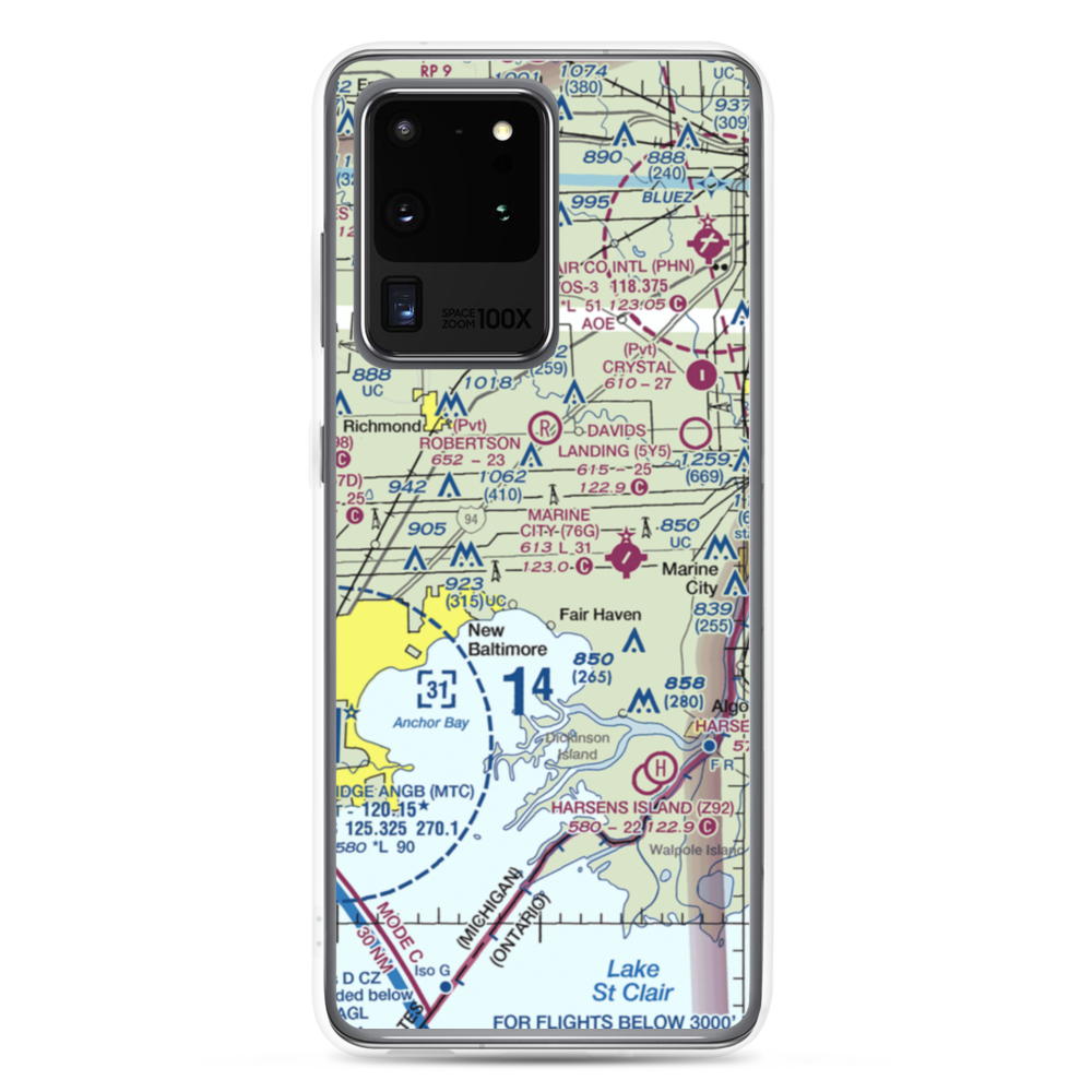 Wards Long Acres Airport (MI15) VFR Sectional Samsung Case Samsung Galaxy S20 Ultra model shown