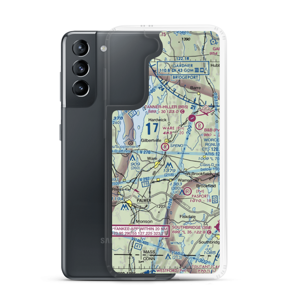 Ware Airport (MA53) VFR Sectional Samsung Case Samsung Galaxy S21 model shown
