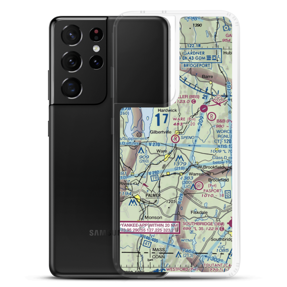 Ware Airport (MA53) VFR Sectional Samsung Case Samsung Galaxy S21 Ultra model shown