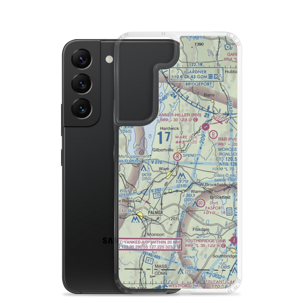 Ware Airport (MA53) VFR Sectional Samsung Case Samsung Galaxy S22 model shown