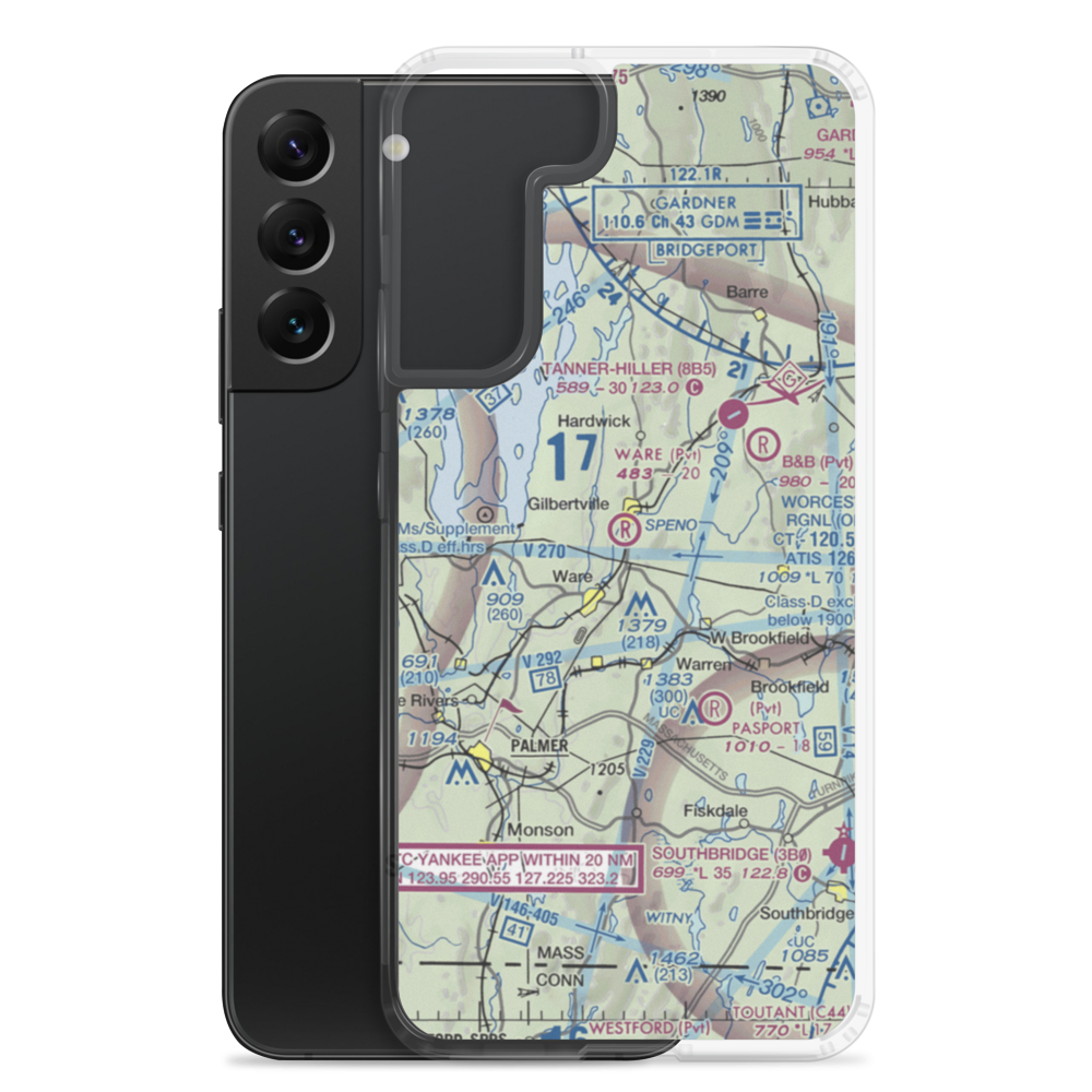 Ware Airport (MA53) VFR Sectional Samsung Case Samsung Galaxy S22 Plus model shown