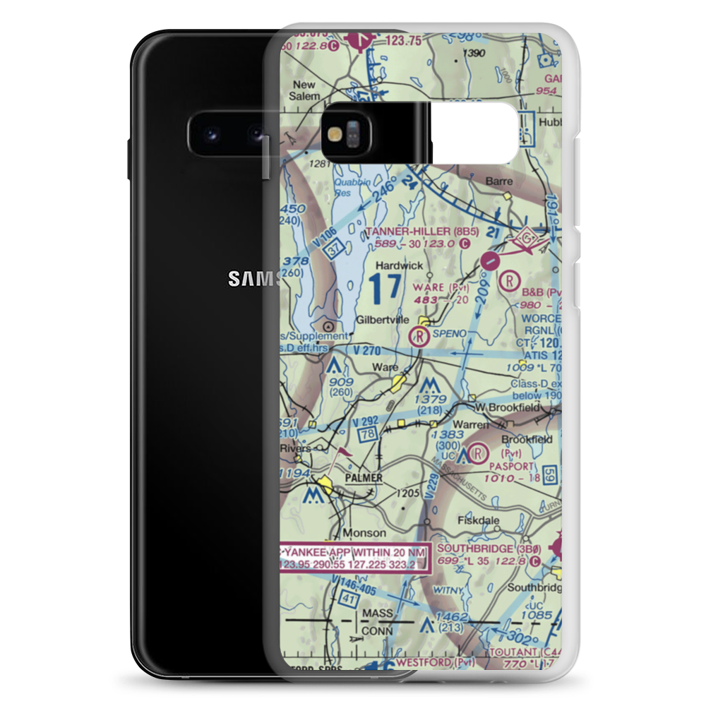 Ware Airport (MA53) VFR Sectional Samsung Case Samsung Galaxy S10+ model shown