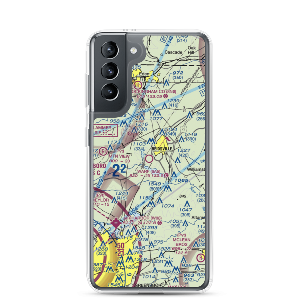 Warf Airport (6A5) VFR Sectional Samsung Case Samsung Galaxy S21 model shown
