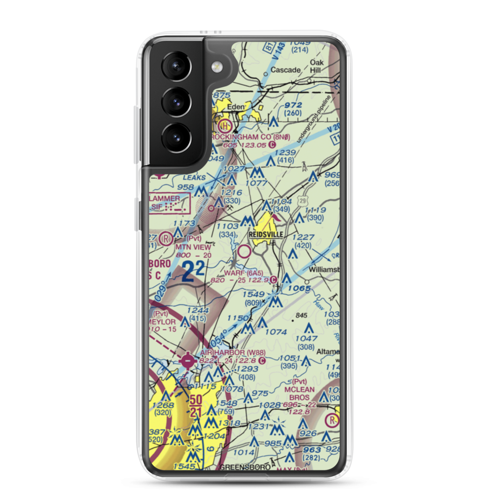 Warf Airport (6A5) VFR Sectional Samsung Case Samsung Galaxy S21 Plus model shown
