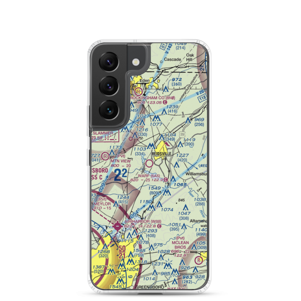 Warf Airport (6A5) VFR Sectional Samsung Case Samsung Galaxy S22 model shown