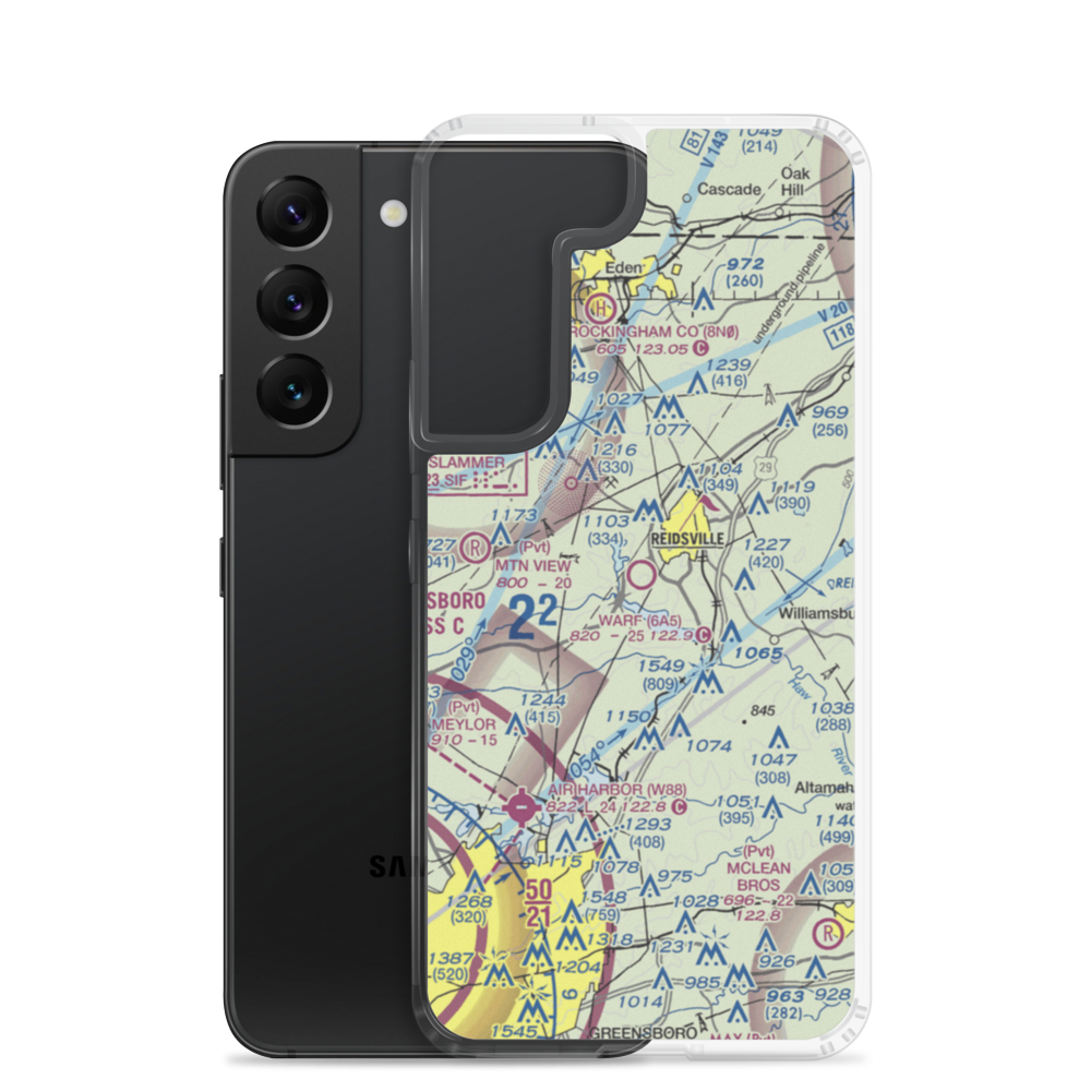 Warf Airport (6A5) VFR Sectional Samsung Case Samsung Galaxy S22 model shown