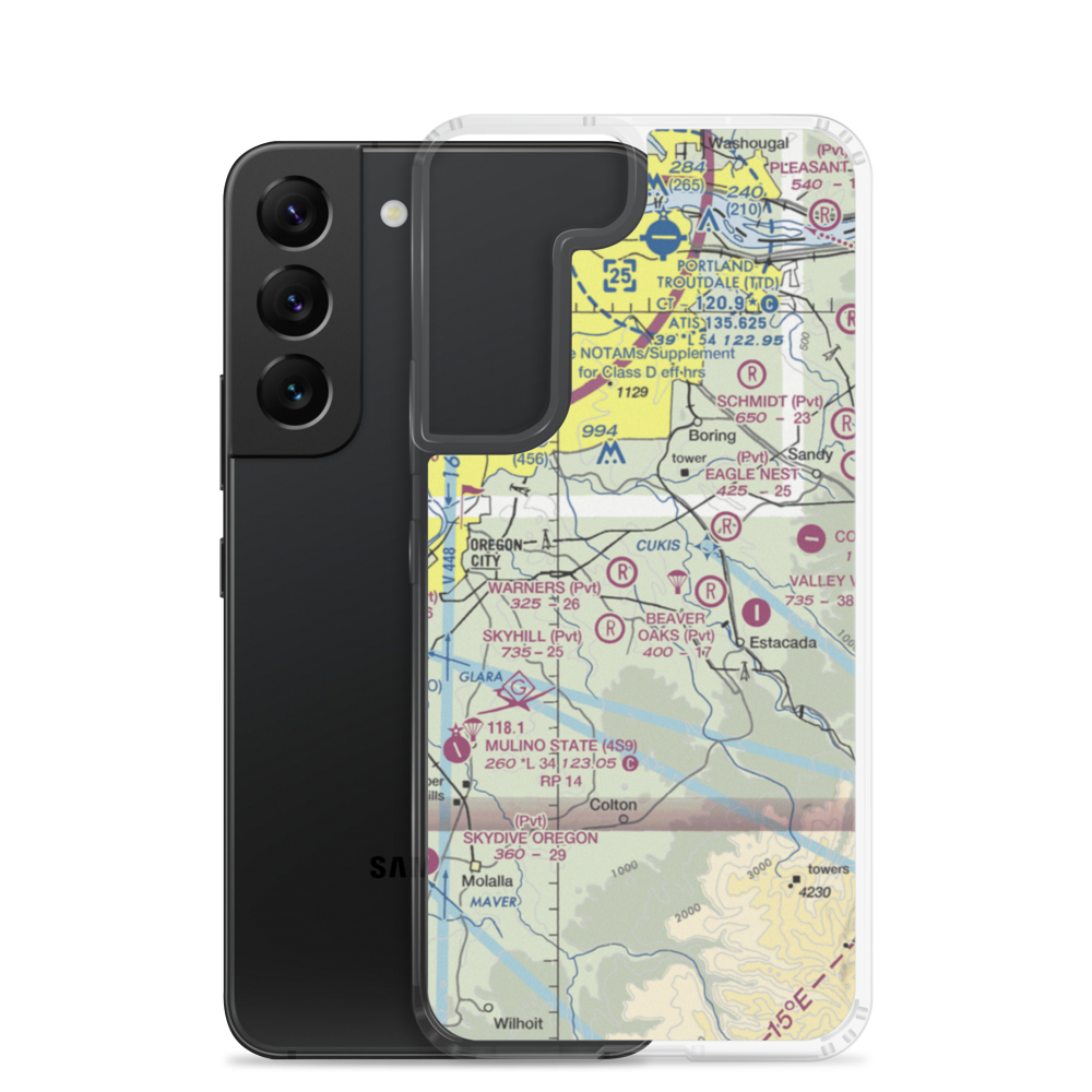 Warner's Airport (20OR) VFR Sectional Samsung Case Samsung Galaxy S22 model shown