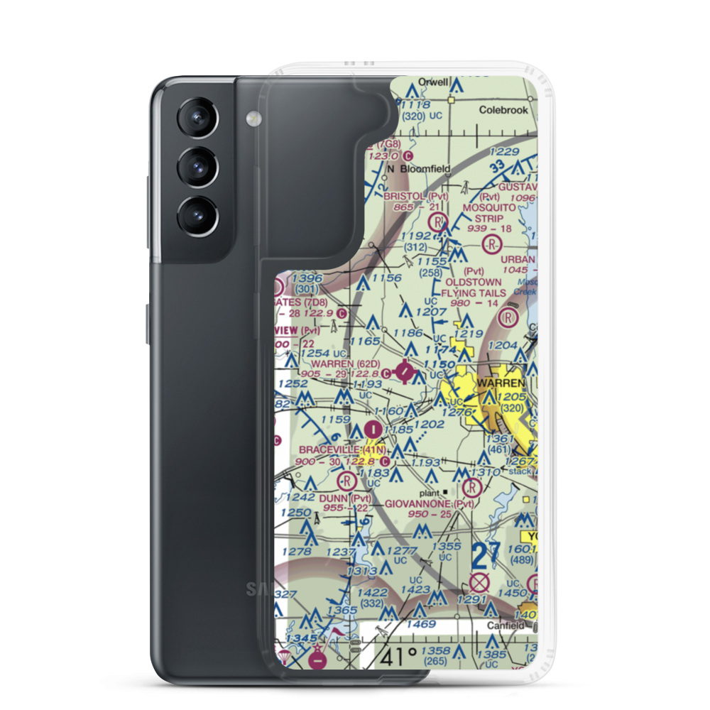 Warren Airport (62D) VFR Sectional Samsung Case Samsung Galaxy S21 model shown