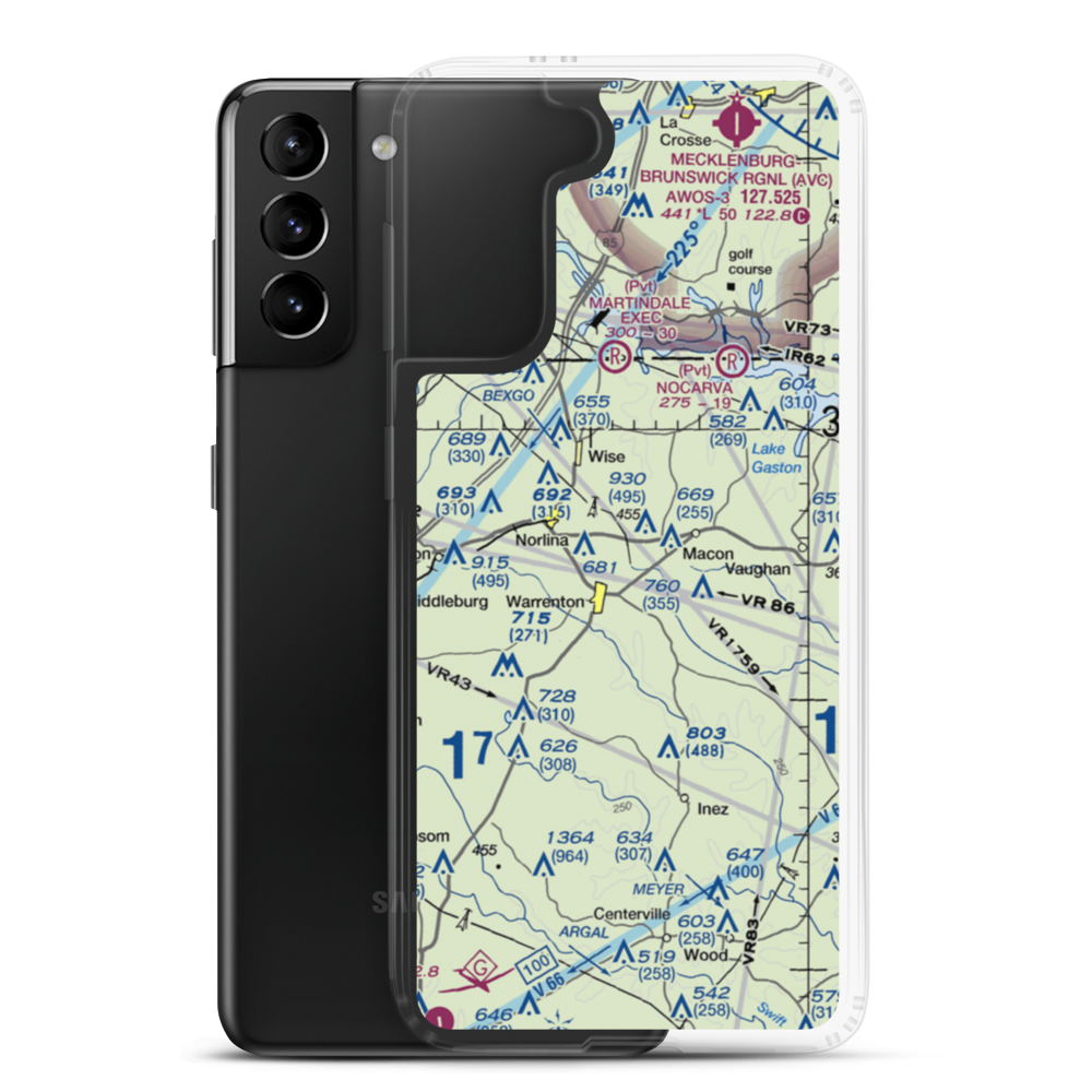 Warren County Airport (US-0028) VFR Sectional Samsung Case Samsung Galaxy S21 Plus model shown