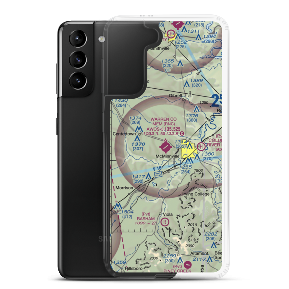 Warren County Memorial Airport (RNC) VFR Sectional Samsung Case Samsung Galaxy S21 Plus model shown