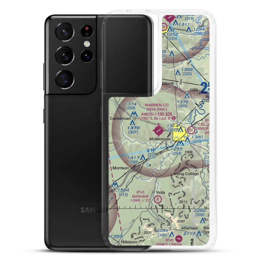 Warren County Memorial Airport (RNC) VFR Sectional Samsung Case Samsung Galaxy S21 Ultra model shown