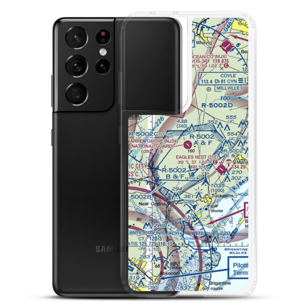 Warren Grove Range Airport (NJ24) VFR Sectional Samsung Case Samsung Galaxy S21 Ultra model shown