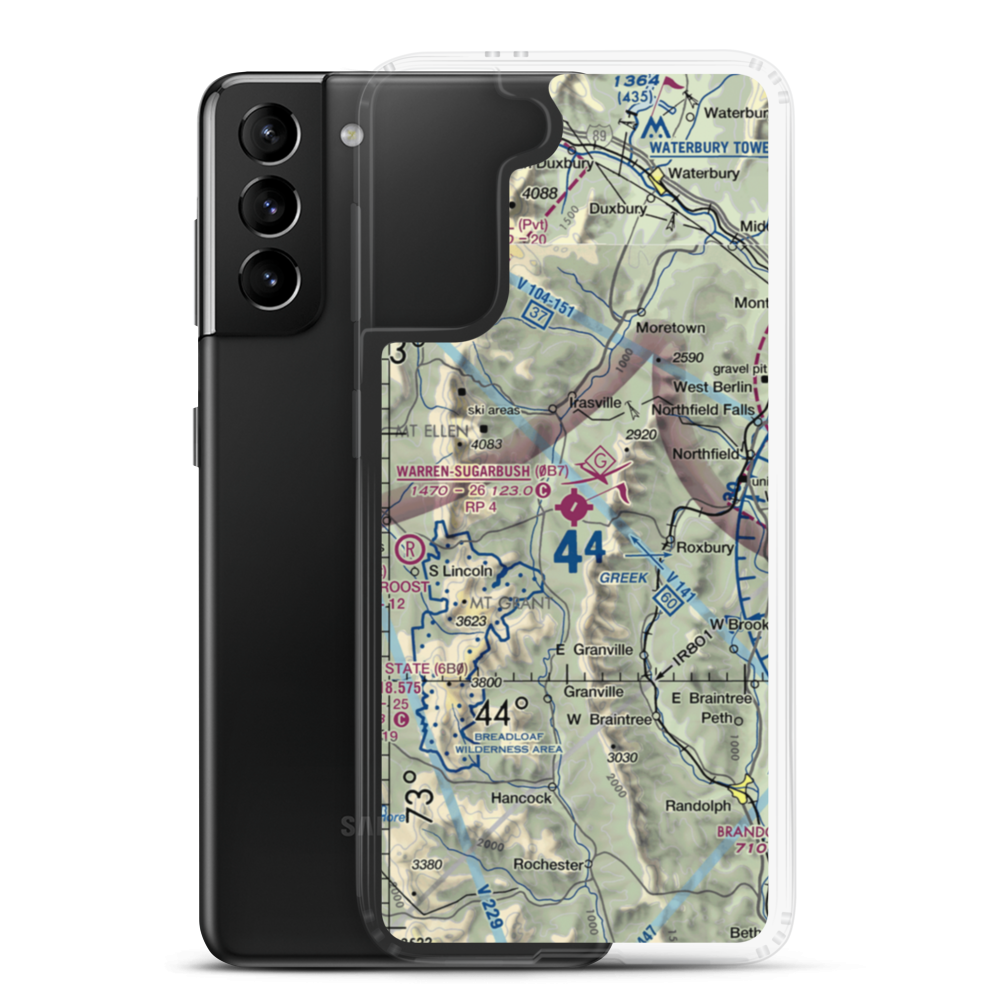 Warren-Sugarbush Airport (0B7) VFR Sectional Samsung Case Samsung Galaxy S21 Plus model shown