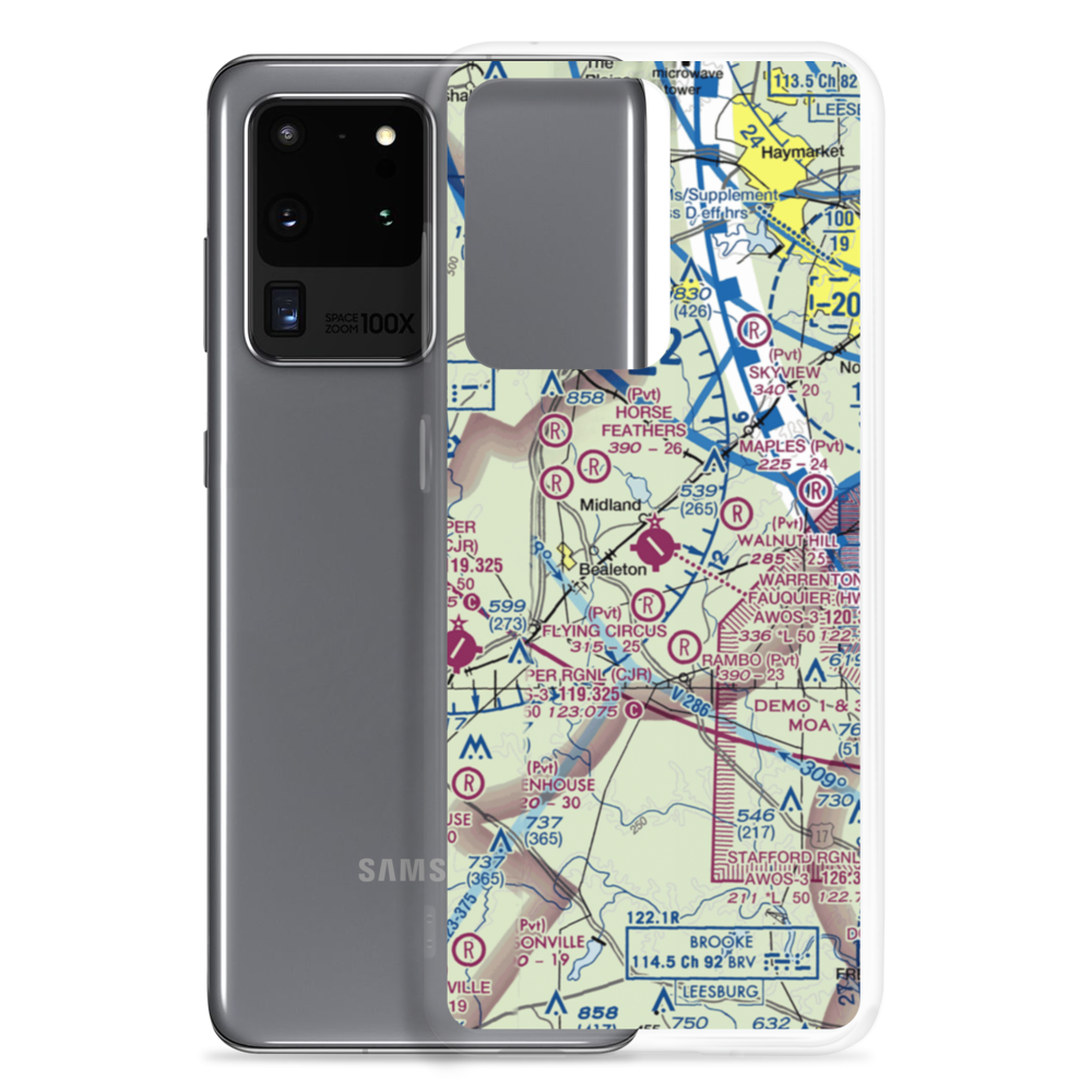 Warrenton Fauquier Airport (HWY) VFR Sectional Samsung Case Samsung Galaxy S20 Ultra model shown
