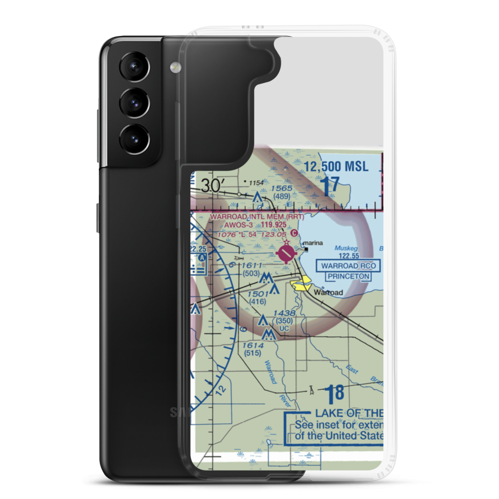 Warroad International Memorial Airport (RRT) VFR Sectional Samsung Case Samsung Galaxy S21 Plus model shown