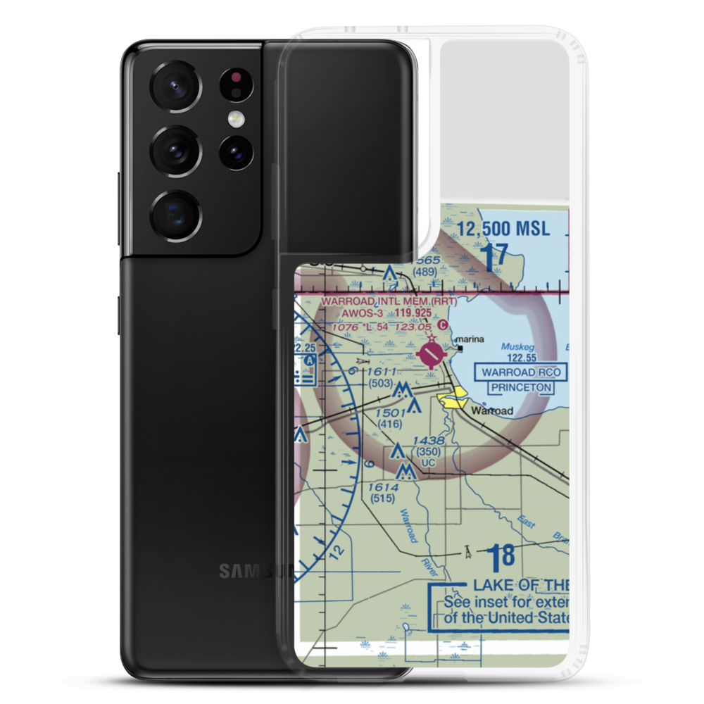 Warroad International Memorial Airport (RRT) VFR Sectional Samsung Case Samsung Galaxy S21 Ultra model shown