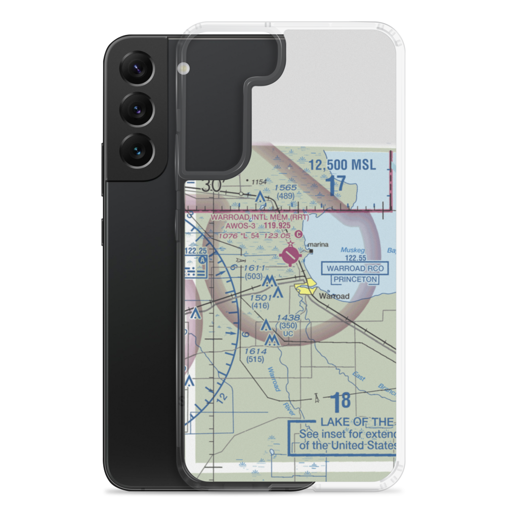 Warroad International Memorial Airport (RRT) VFR Sectional Samsung Case Samsung Galaxy S22 Plus model shown
