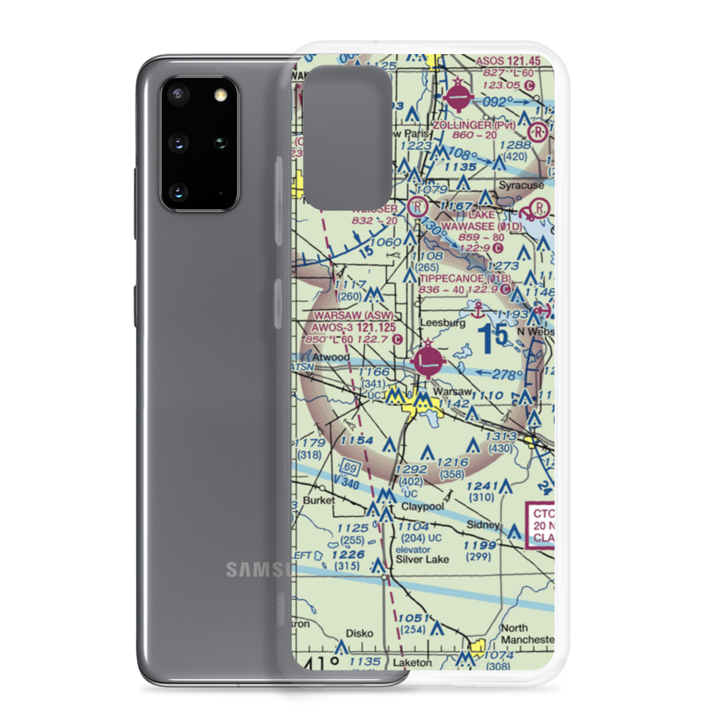 Warsaw Municipal Airport (ASW) VFR Sectional Samsung Case Samsung Galaxy S20 Plus model shown