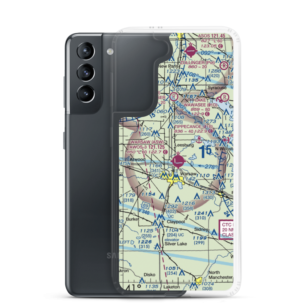 Warsaw Municipal Airport (ASW) VFR Sectional Samsung Case Samsung Galaxy S21 model shown