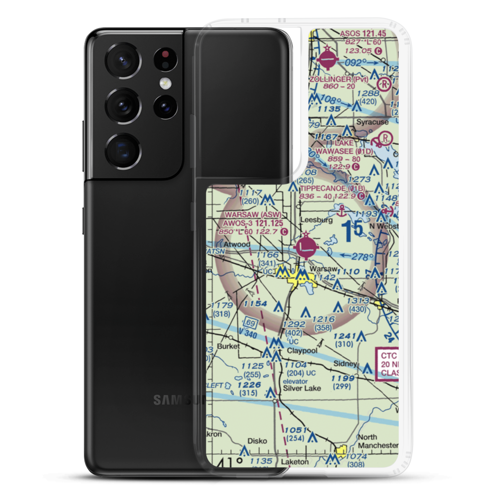 Warsaw Municipal Airport (ASW) VFR Sectional Samsung Case Samsung Galaxy S21 Ultra model shown