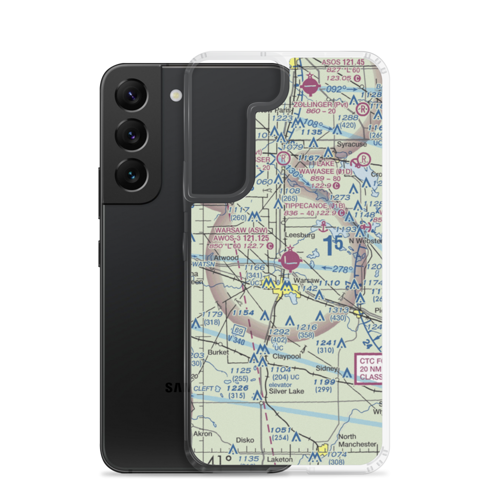 Warsaw Municipal Airport (ASW) VFR Sectional Samsung Case Samsung Galaxy S22 model shown