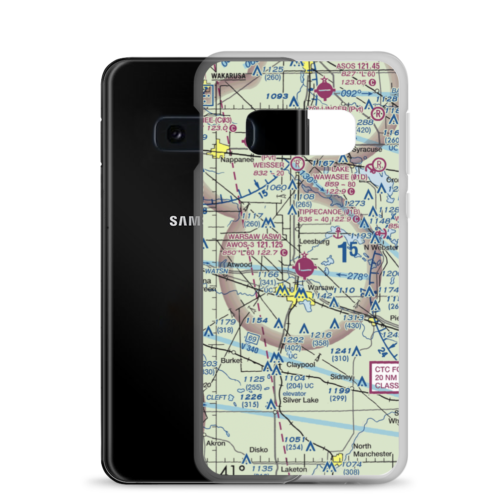 Warsaw Municipal Airport (ASW) VFR Sectional Samsung Case Samsung Galaxy S10e model shown