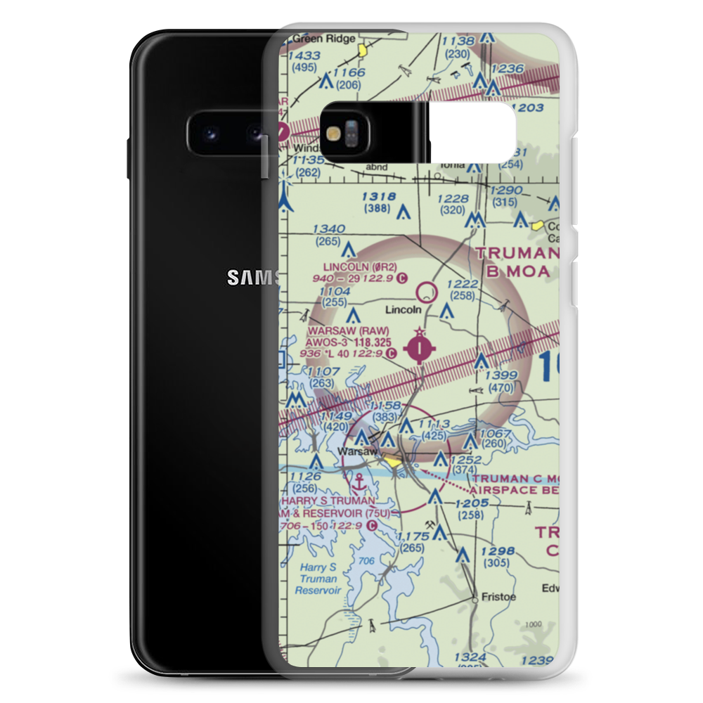 Warsaw Municipal Airport (RAW) VFR Sectional Samsung Case Samsung Galaxy S10+ model shown