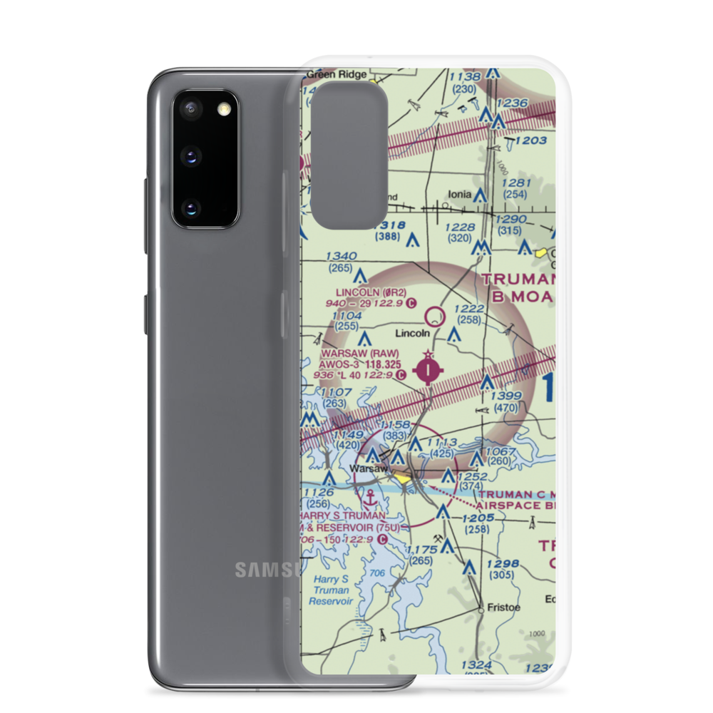 Warsaw Municipal Airport (RAW) VFR Sectional Samsung Case Samsung Galaxy S20 model shown