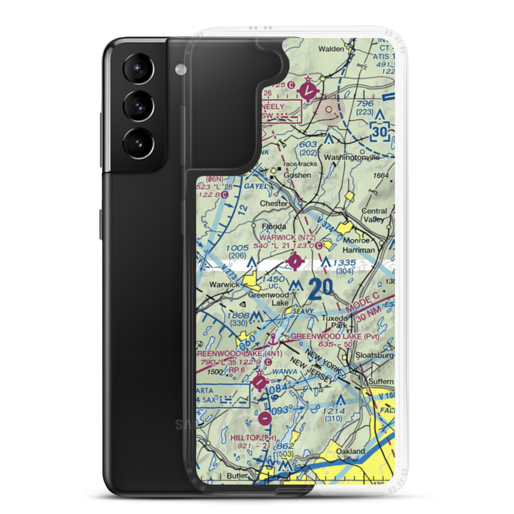 Warwick Municipal Airport (N72) VFR Sectional Samsung Case Samsung Galaxy S21 Plus model shown